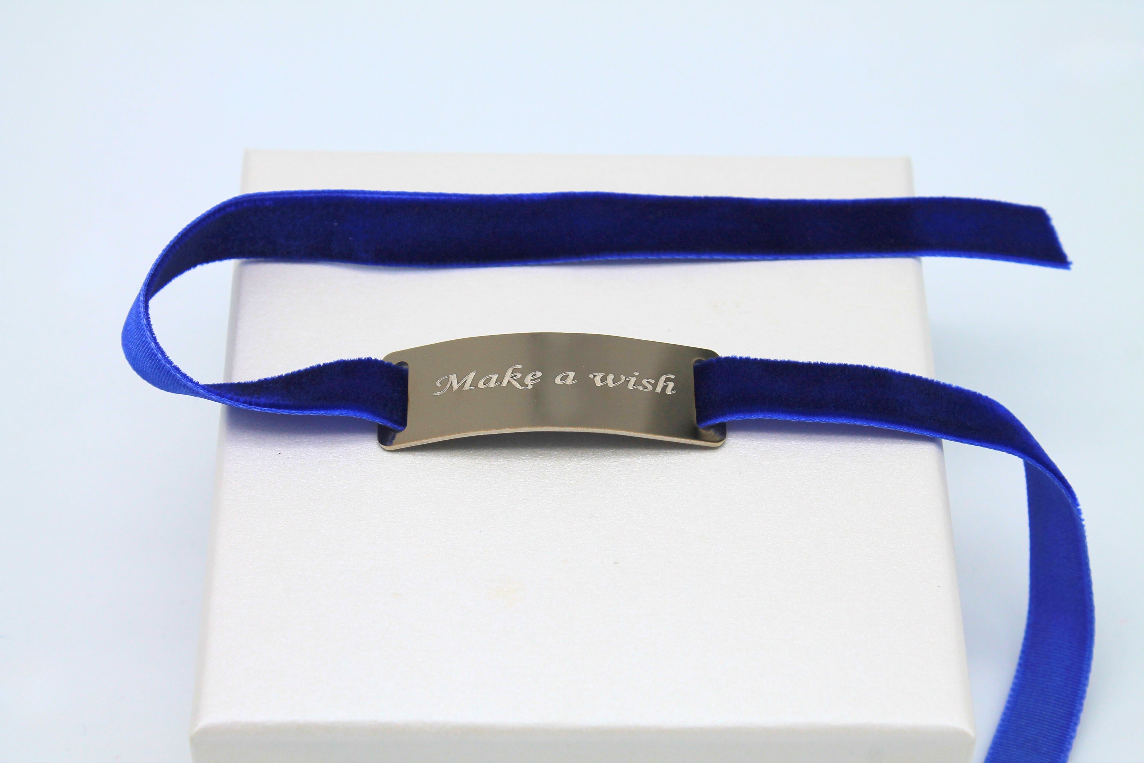 Bracciale inox e velluto blu