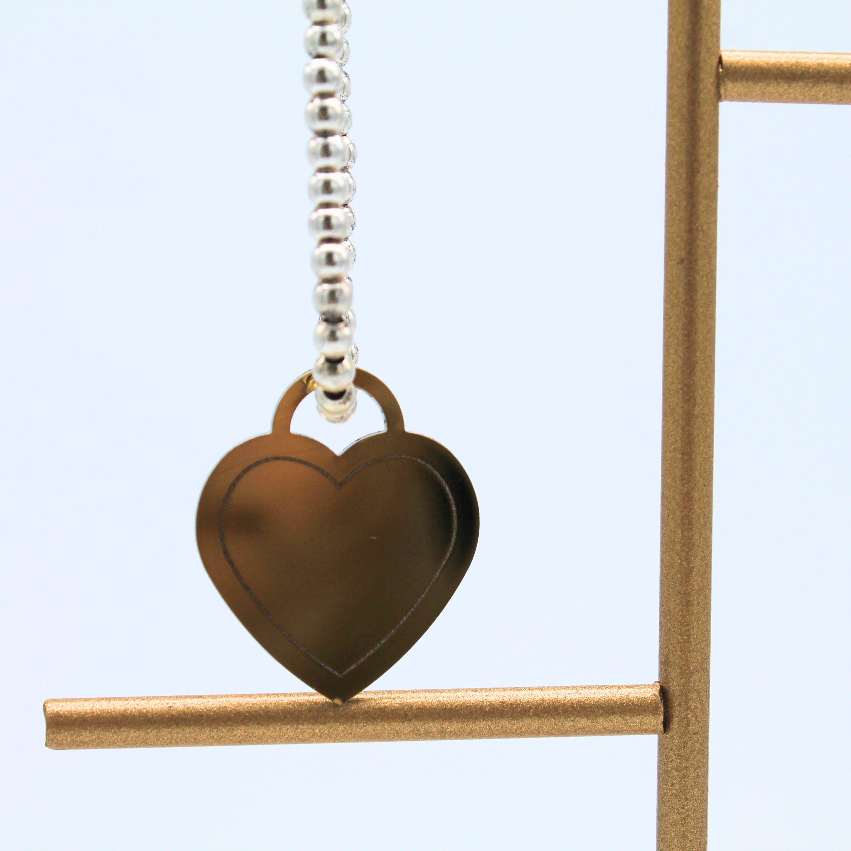 cuore inox bracciale perle d&