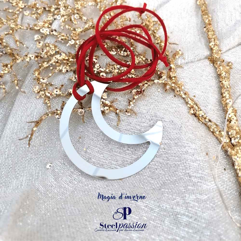 ciondolo luna acciaio argento