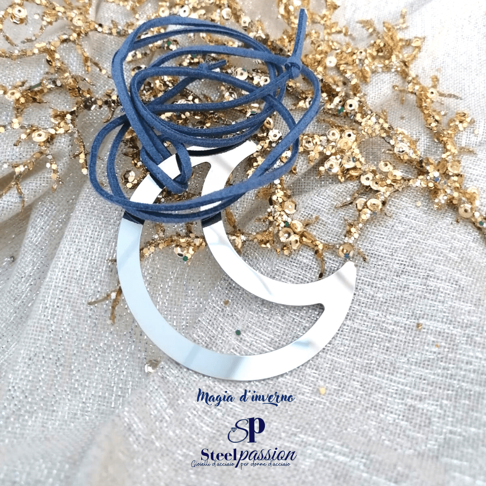 ciondolo luna inox silver