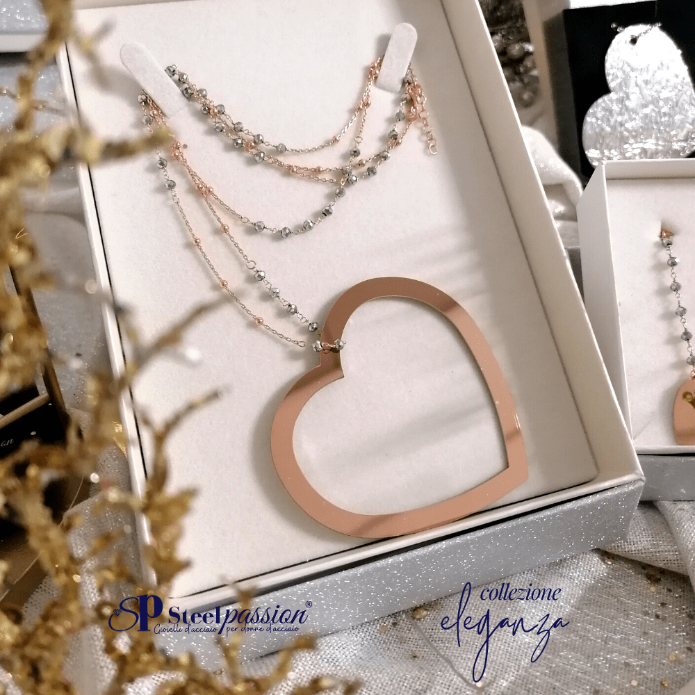 collana cuore silver stones