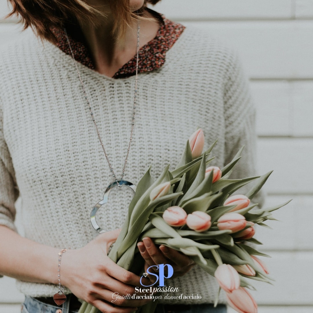 ciondolo cuore inox silver