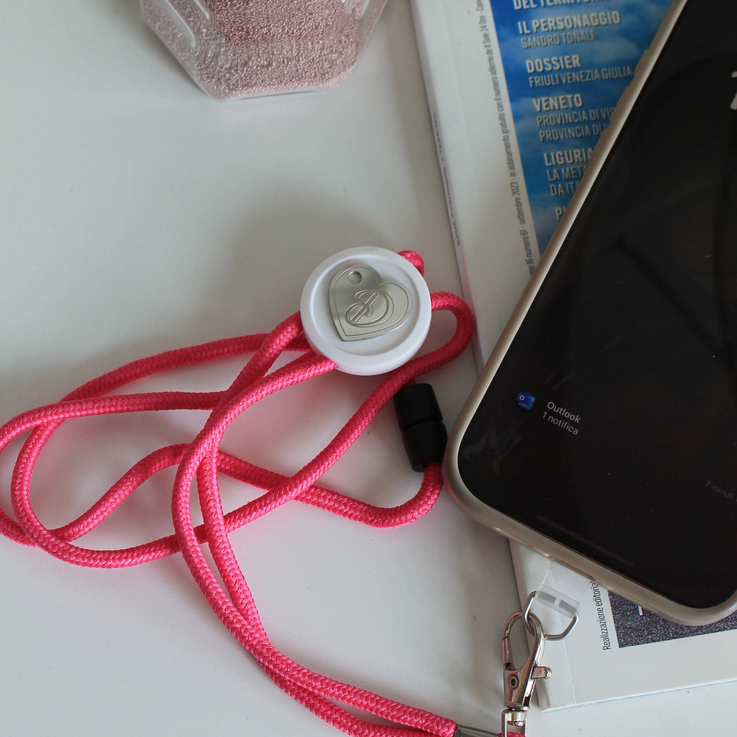 Cordoncino con cuore acciaio inox inciso