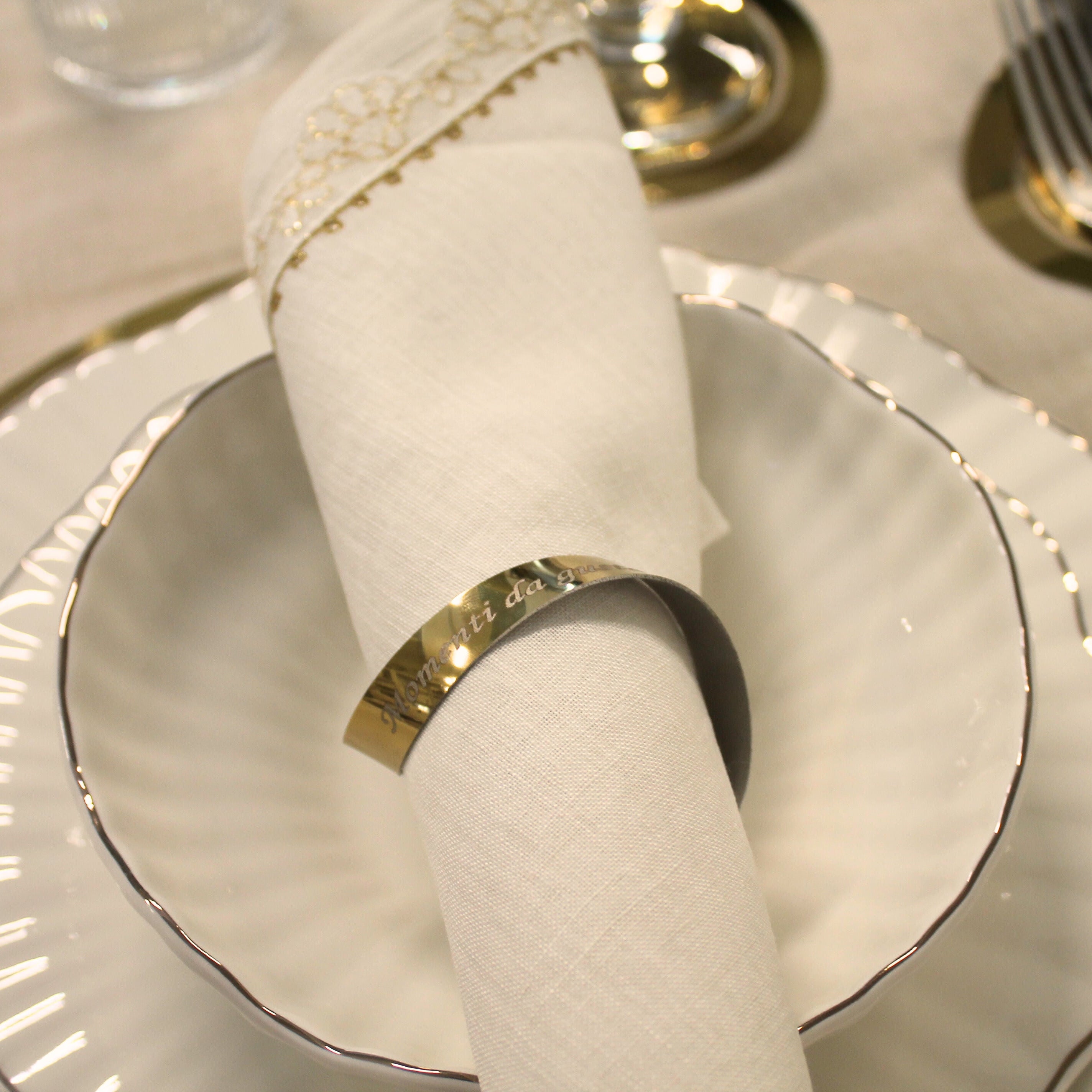portatovagliolo dorato personalizzato