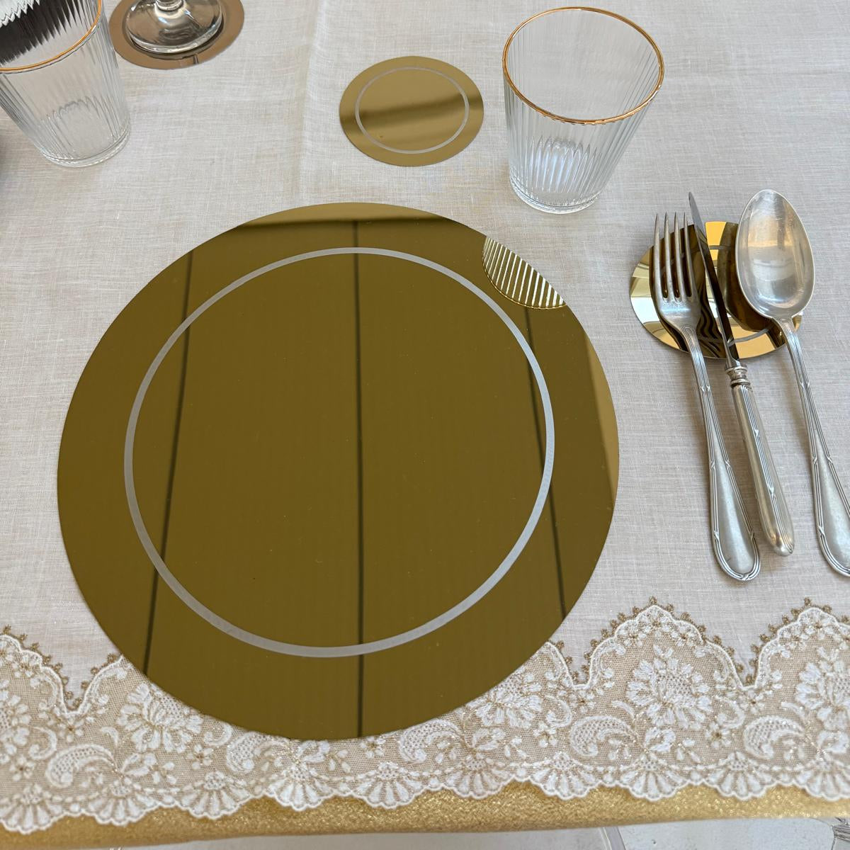 Sottopiatto dorato acciaio gold