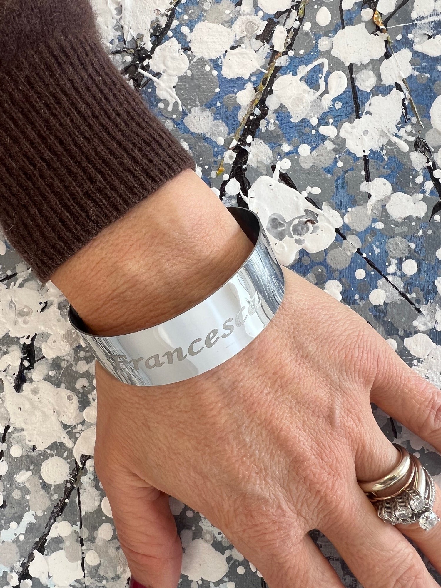 Bracciale inox inciso