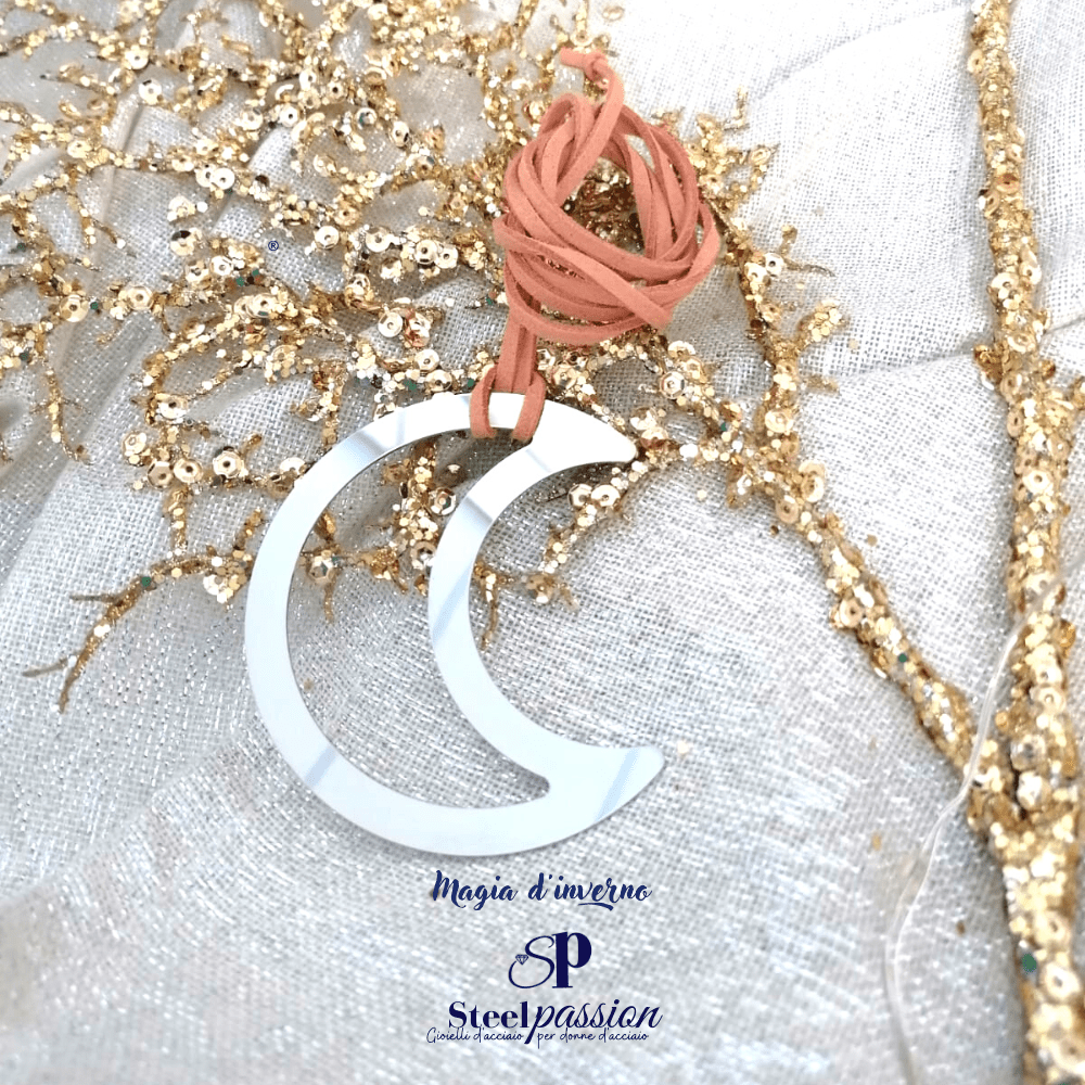 Ciondolo luna inox silver