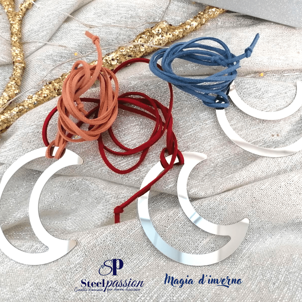 ciondolo luna acciaio silver