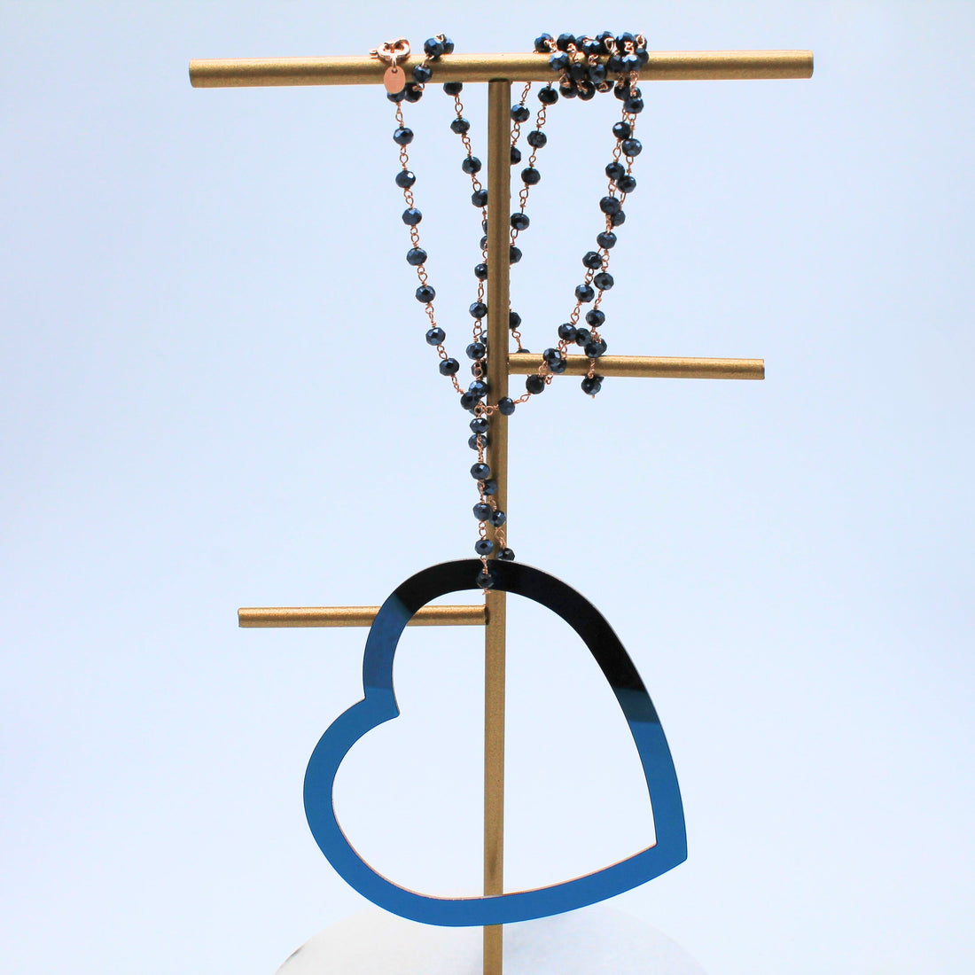 Ciondolo acciaio inox cuore blu