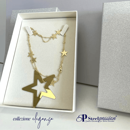 collana stelle inox gold