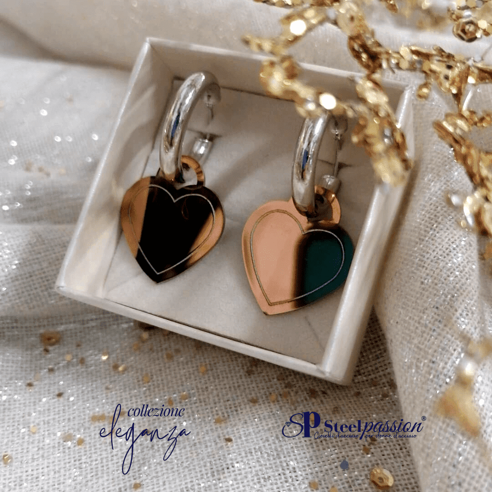 orecchini cuore inox