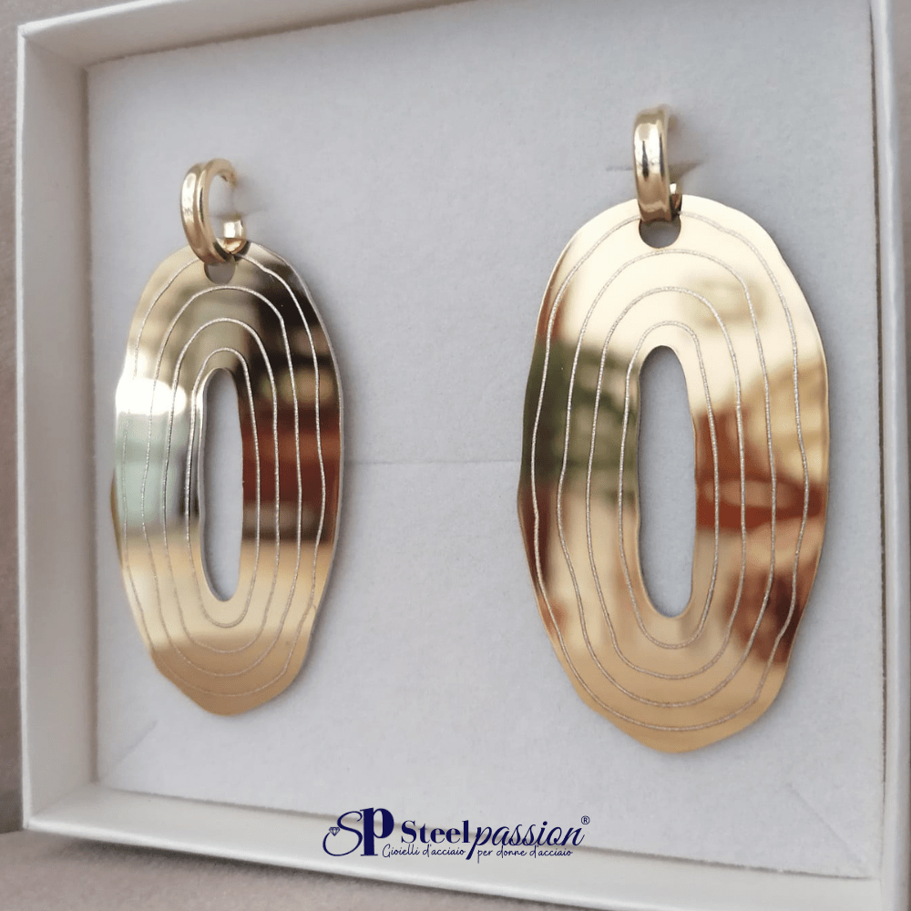 Orecchini fuoco acciaio gold