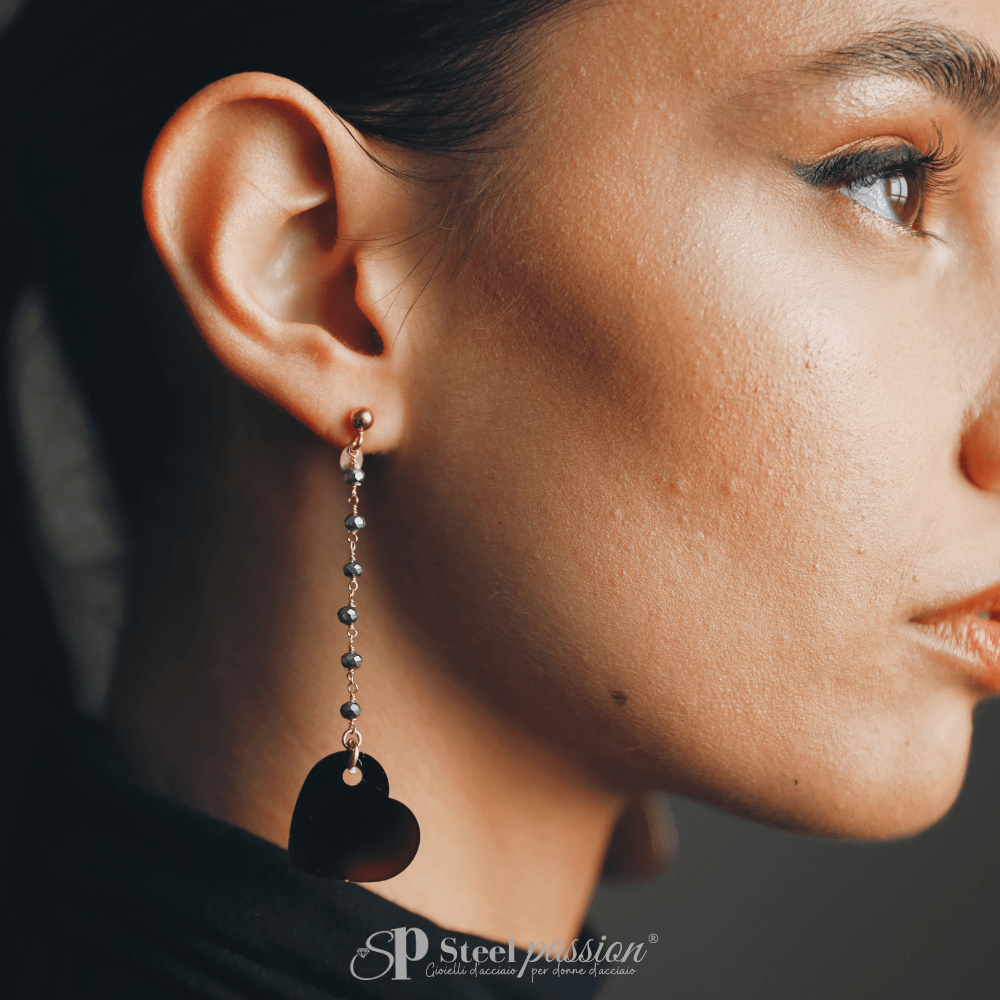 orecchini cuore silver stones