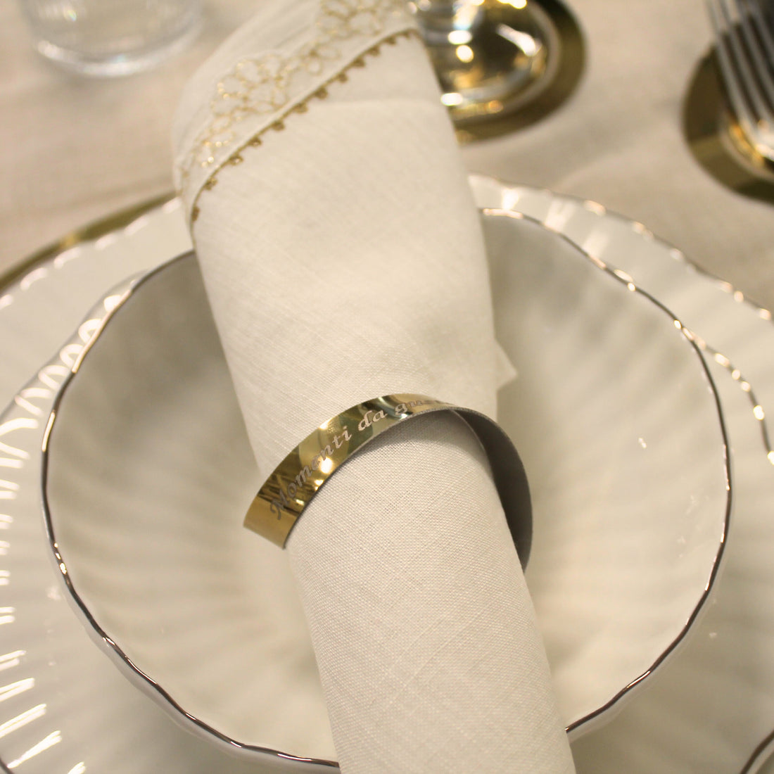 portatovagliolo dorato personalizzato